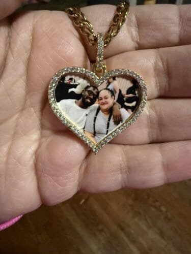 Premium Custom Heart Photo Necklace | Iced Out Memory Pendant photo review