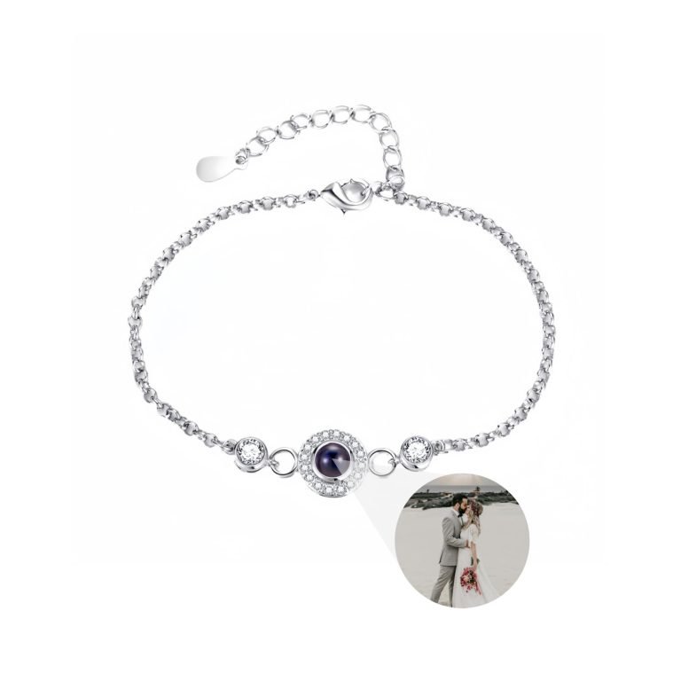 18K gold-plated custom photo projection bracelet showing a hidden picture