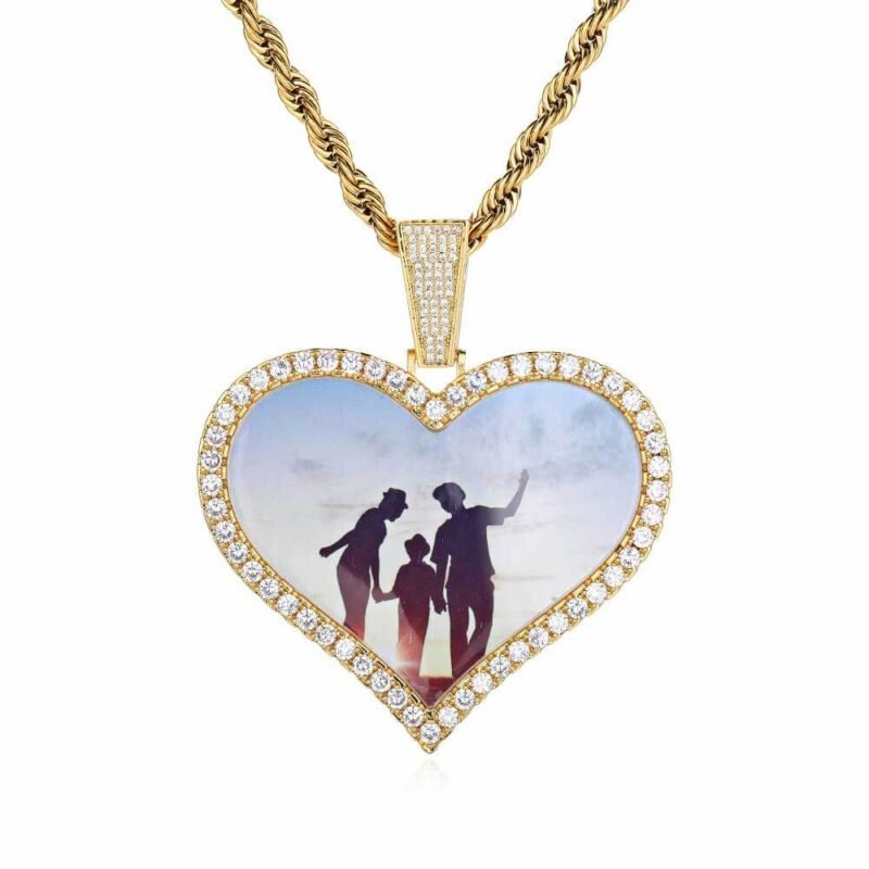 Custom Heart Photo Necklace UV printing personalized pendant