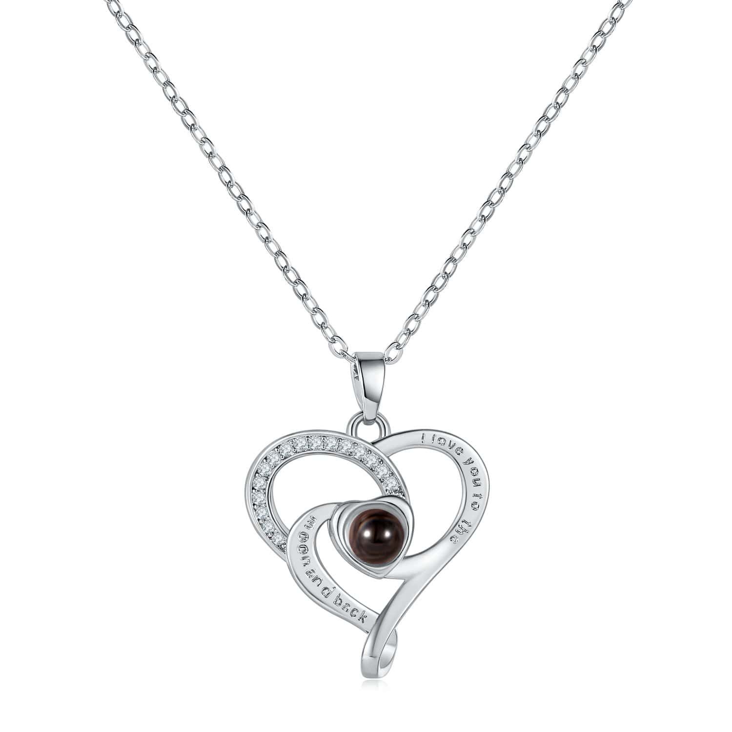 Heart shaped photo projection necklace with personalized picture inside